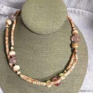 Goldtone orange beads beaded neclace